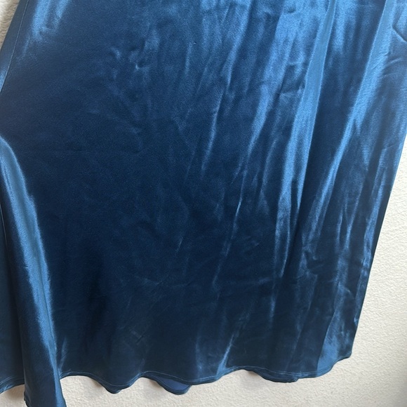 Zum Zum Teal Satin Halter Sequin Maxi Long Dress Womens Size 7/8 Vintage Prom - Picture 6 of 10